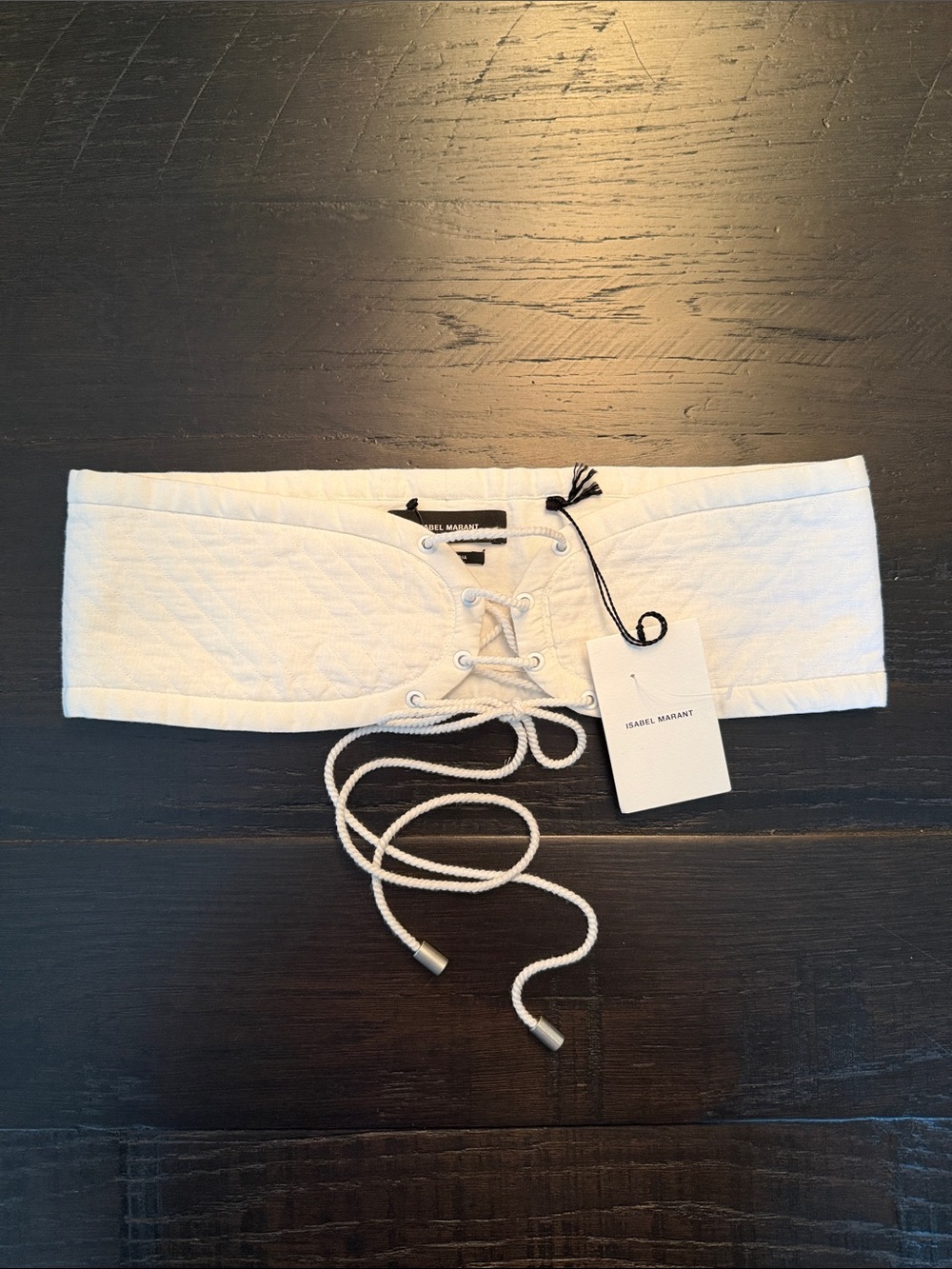 Isabel Marant White Quilted Lace-Up Corset Belt